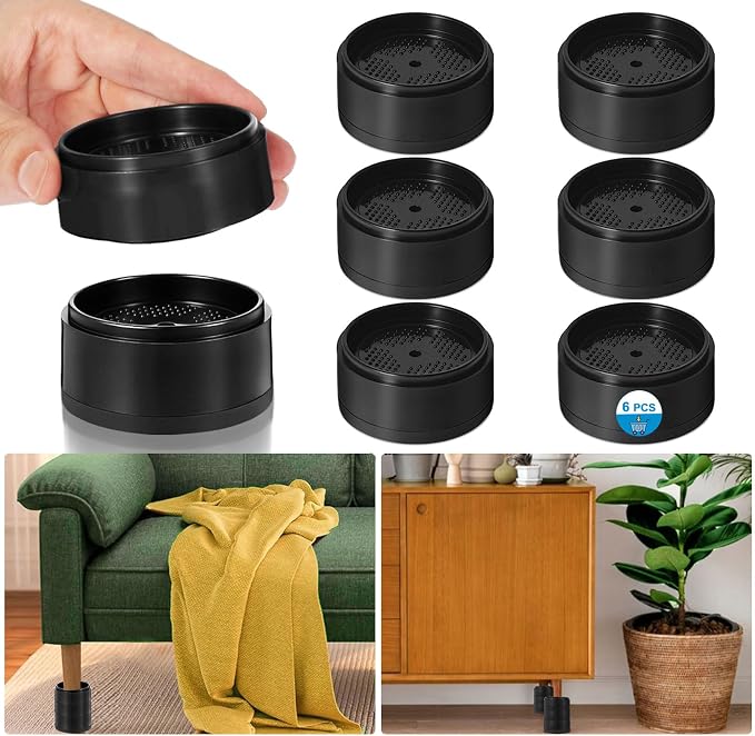 Bed Risers 1 inch, 2 inch, 3 inch, 4 inch Heavy Duty, Adjustable Furniture Riser for Table Desk Couch Sofa Chair Refrigerator Washing Machine, Stackable Bed Raisers Blocks (Black 6 Pack, 1 inch)