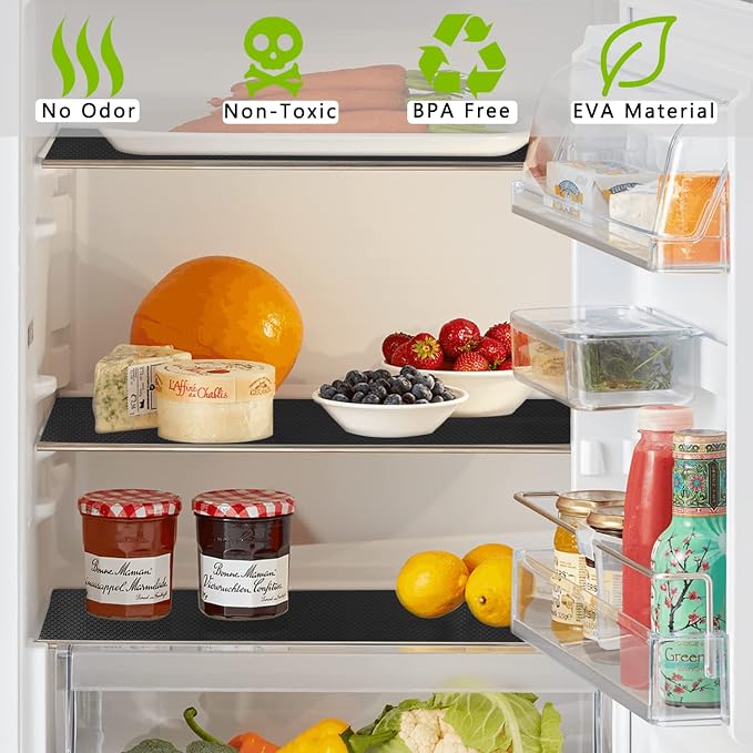 HooTown Shelf Liner Kitchen Cabinet Drawer Mats 11.8 Inch Wide x 6.5 Feet Long, Non Adhesive EVA Rubber Washable Waterproof Pantry Closet, Cupboard, Drawer Organizer Mat, Black