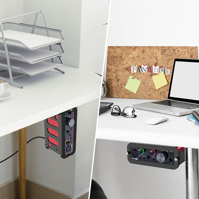 Under Desk Holder for Scarlett Solo 3rd Gen, Acrylic Under Desk Shelf Organizer Under Desk Mount Wall Mount Holder (Black)