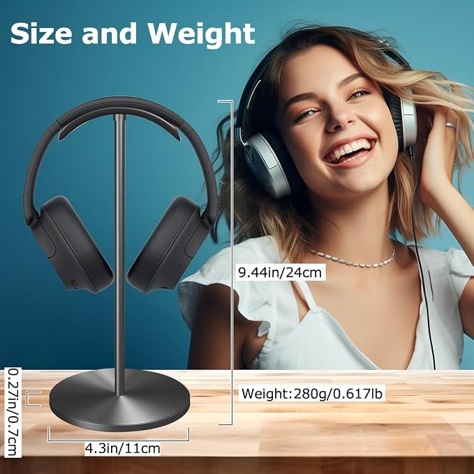 Headphone for Desk Hanger Holder Organizer Keeper Racks Storage Mount Gaming Headset Stand Premium Functional Craftmanship Headset Stand (Metallic Black)