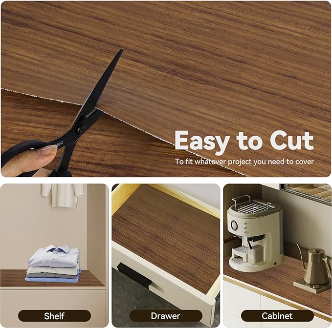 Drawer Shelf Liner for Kitchen Cabinets, Non Adhesive Slip Resistant Shelf Paper Easy to Clean, Strong Grip Thickened Waterproof Washable Mats for Pantry Shelves, Cupboard, Wood Grain, 12 in x 10 FT