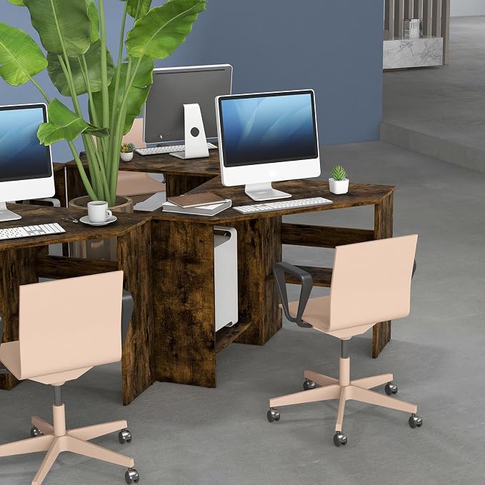 SlickBlue Corner Computer Desk with Triangle Design and Storage Shelf for Space-Saving
