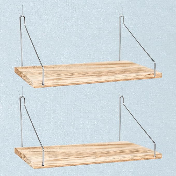 2-Pack Cubicle Shelf For Fabric Walls With Hooks：12x6.0in Wooden Cubicle Shelf Hanging Silver Bracket Use For Office Cubicle Accessories Office Stylish Ations Cubicle Decorations For Women Desk