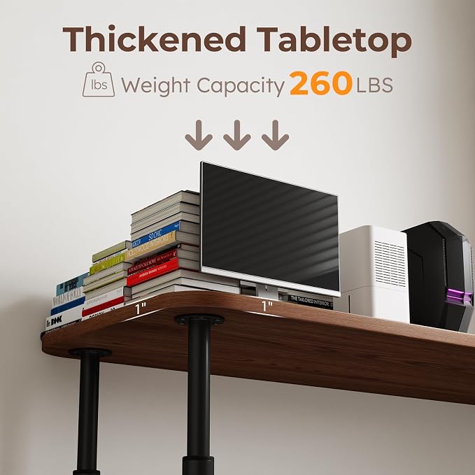 CycleCrew Large L-Shaped Desk Extension, 47.2" L Freestanding Desk Extender with Adjustable Height, Full-Size Tabletop Extension for Existing Desk, Space Saving Workstation Expansion for Home Office