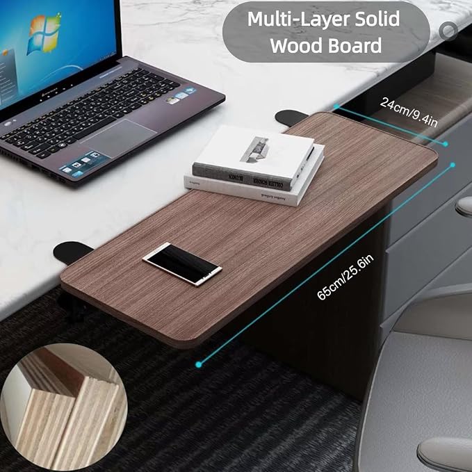 Space Saver Foldable Desk Extension Shelf - Clamp-On Arm Rest Platform for Home Office, Kitchen Counter, or Small Desks