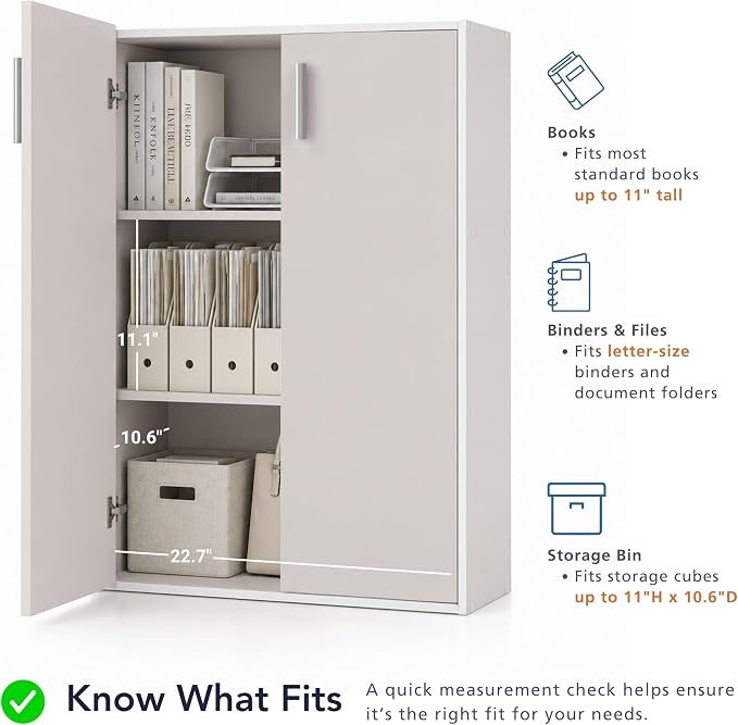 Homes: Inside + Out Apexa 3-Tier Stackable Wood Bookcase with Doors, Cube Storage Organizer Shelves, Small Food Pantry Cabinet, Dorm Teen Room Decor & Bedroom, Home Office, Kitchen, Taupe Grey