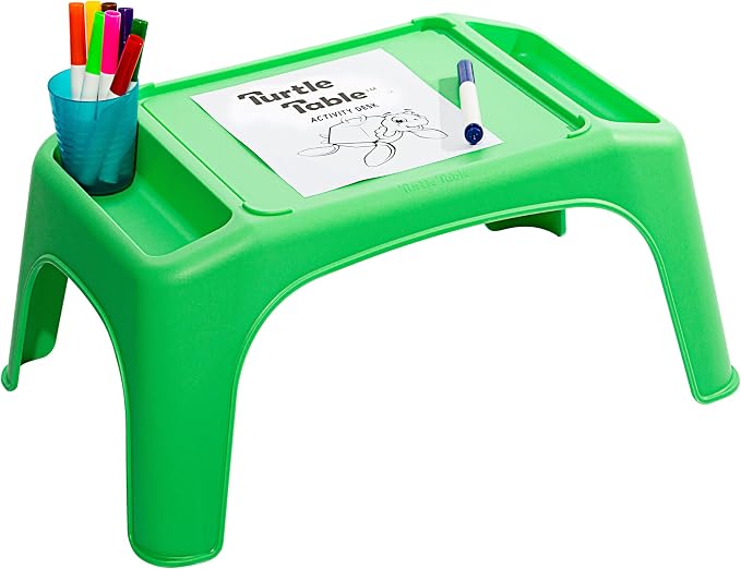 LAPGEAR Turtle Table Kids Flexible Seating Lap Desk Tray with Storage for Snacks, Play, Classroom, and Sensory Activities - Green - Style No. 20101