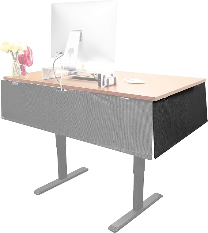 Mount-It! Under Desk Privacy Panel for Sit Stand Workstations [41 Inches Wide], with Cable Management and Organizer Pockets, Modesty Desk Skirt for Home and Office (Black)
