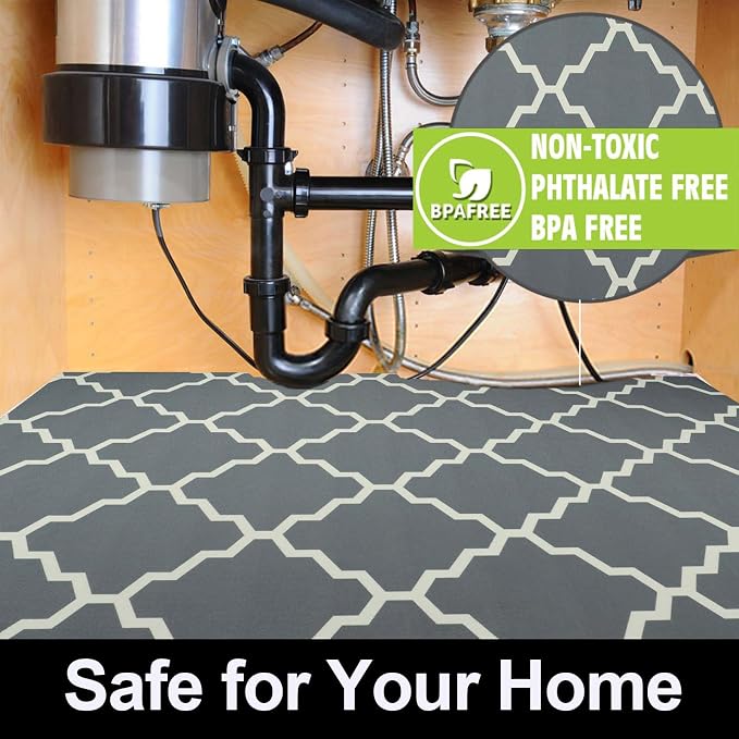 AiBOB Waterproof Under Sink Mat, Absorbent Quick Dry Sink Liners Protect Cabinets, Durable Shelf Liners, Slip Resistant and Non-Adhesive, 24X36, Grey