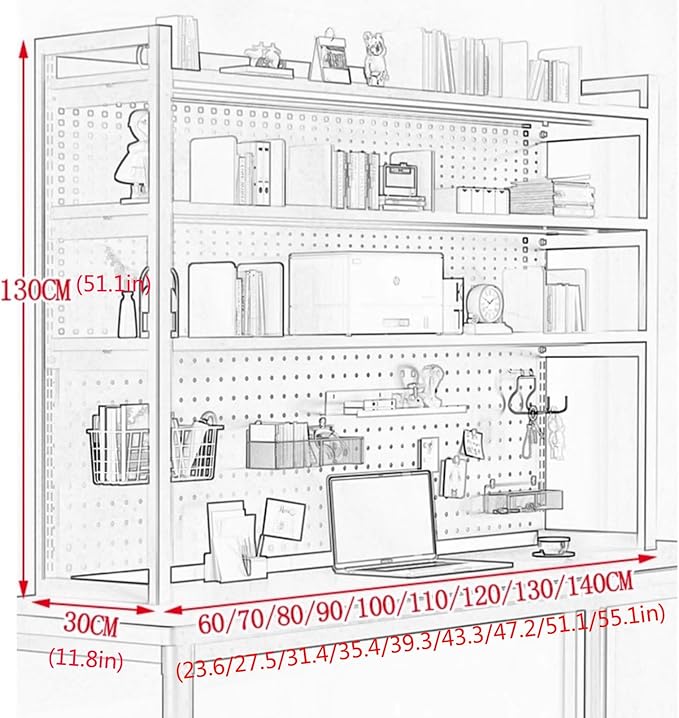 Dorm bookshelf,Desk Organizer Shelf,Desktop bookshelf,Desktop Storage Shelf,lift desk bookcase,desk hutch dorm，multipurpose bookshelf storage rack,student pegboard bookcase,home office racksdisplavs(W