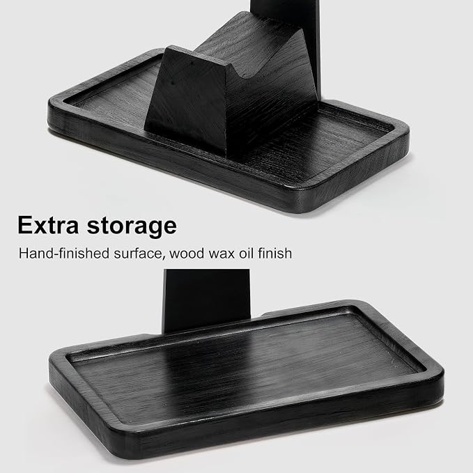 UPERGO Solid Wood Headphone Stand with Controller Holder for Desk | Natural Solid Wood, Holds 1 Headset & 1 Controller, Gamer Gifts for Men, Gaming Desk Accessories for PS5/Xbox/Switch