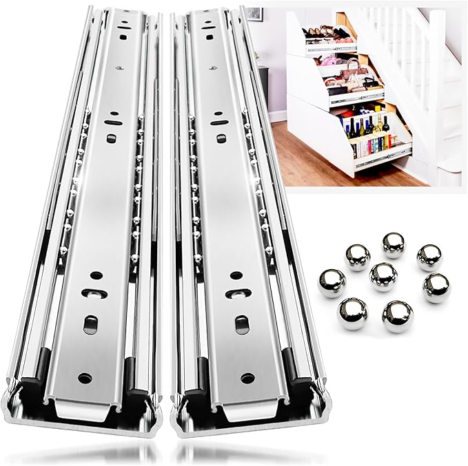 YENUO Heavy Duty Drawer Slides Full Extension Side Mount 12 14 16 18 20 22 24 26 28 30 32 34 36 40 Inch Metal Rails Track Guide Glides Runners 100 Lbs 1 Pair (Without Lock, 40 inch)