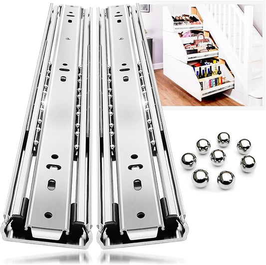 YENUO Heavy Duty Drawer Slides Full Extension Side Mount 12 14 16 18 20 22 24 26 28 30 32 34 36 40 Inch Metal Rails Track Guide Glides Runners 100 Lbs 1 Pair (Without Lock, 40 inch)