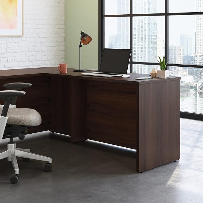 Sauder OfficeWorks Affirm 48x24 Desk Shell/cred/Return, Noble Elm Finish