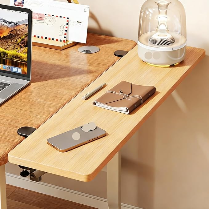 Natural,90 * 25,Desk Extender Tray, 35.4" x 9.8" Clamp On Desk Shelf, Wood Desk Extension, Table Desk Arm Rest, Clamp On Keyboard Tray for Office and Home, Workstation Organizer, Large