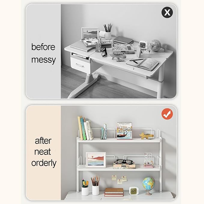 Lightweight Desk Extender, Clamp on Desk Organizer Shelf, Metal Desk Extender Side Table, for Desktop Accessories, Office Organization(Color:White,Size:L-80CM)