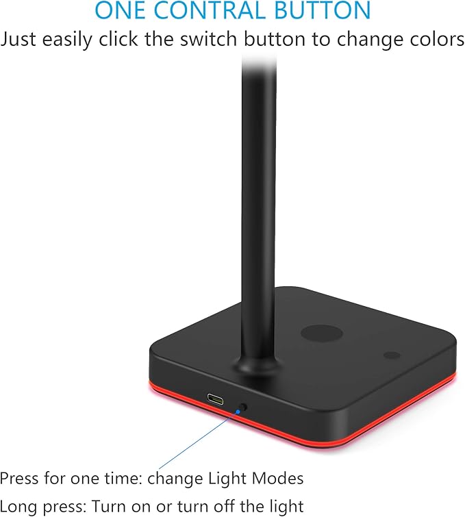 KAFRI RGB Dual Headphone Stand with Wireless Charger Desk Gaming Double Headset Holder Hanger Rack with 10W/7.5W QI Charging Pad and QC 3.0 USB Port - Suitable for Gamer Desktop Table Game Earphone