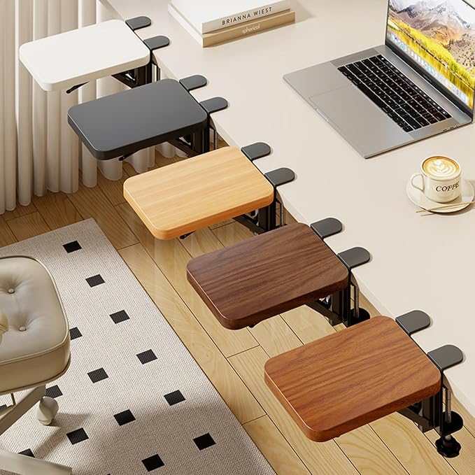 Small Window Sill Extender Clamp, Foldable Desk Extension Table, Removable Desk Clamp Shelf Extender, Countertop Extension for Work/Study(Walnut)