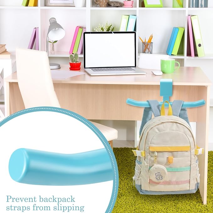 Geelin Bag Hook for Desk Table Heavy-Duty Backpack Hanger Clamp On Purse Holder Adjustable Under Desk Bag Hook for Headphones Handbag Hanger for Classroom Dorm Back to School(Blue)