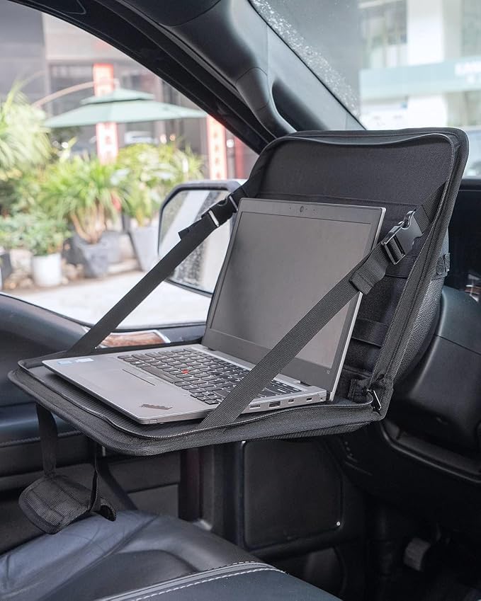 JOYTUTUS 3 in 1 Steering Wheel Eating Tray Upgraded(16.1 * 10 inch), Car Back Seat Laptop Desk, Multifunctional Car Office Bag, Car Work Table for Writing, Car Organizer for Kids, Commuters, Family