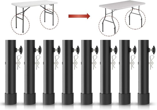 8-Pack Folding Table risers for Folding Tables Straight/Bent Leg, Durable Folding Table Leg Extensions 2 Levels/Heights Table Leg Extenders 3.6in/5.2in-All for Treating Your Back Pain