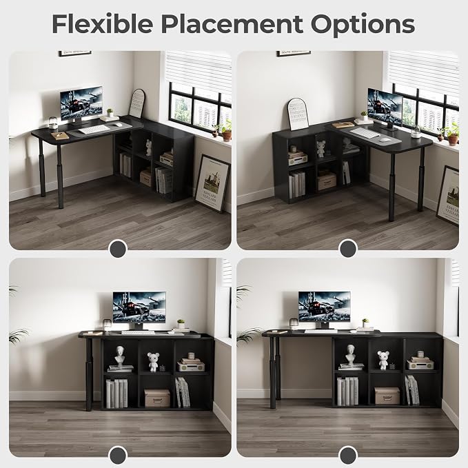 CycleCrew Large L-Shaped Desk Extension, 47.2" L Freestanding Desk Extender with Adjustable Height, Full-Size Tabletop Extension for Existing Desk, Space Saving Workstation Expansion for Home Office