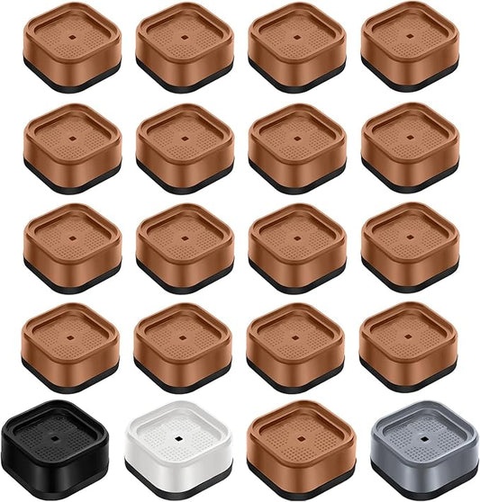 shouwuhho 16 Pack Furniture Risers Adjustable Bed Risers Heavy Duty Lifts Height 1", Square Stackable Bed Risers 1, 2 or 3 Inch for Desk Leg Table Couch Sofa Chair Bed Frame Legs Dorm, Brown