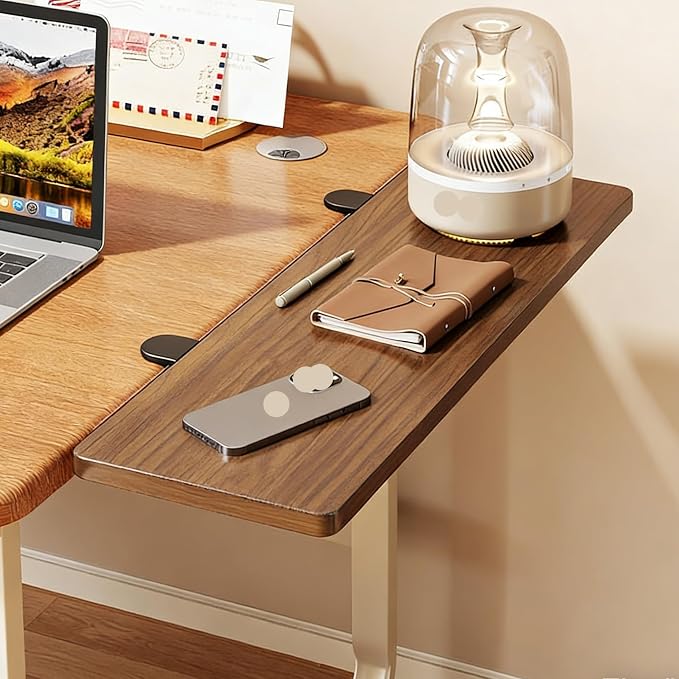 Brown,60 * 20,Desk Extender Tray, 35.4" x 9.8" Clamp On Desk Shelf, Wood Desk Extension, Table Desk Arm Rest, Clamp On Keyboard Tray for Office and Home, Workstation Organizer, Large