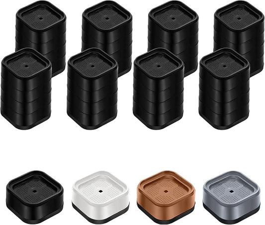 Furniture Risers Adjustable Bed Risers Heavy Duty Lifts Height 4", Square Stackable Bed Risers 1, 2, 3 or 4 Inch for Desk Leg Table Couch Sofa Chair Bed Frame Legs Dorm, 1+1+1+1 Inch, Black, 8 Pack