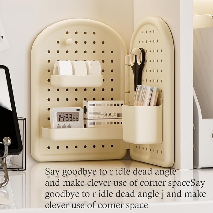 Space Efficient Corner Desk Organizers Pegboard Panel Easy Installation Storage Corner Desk Storage Shelf