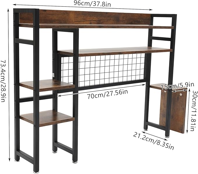 CNCEST Desktop Bookshelf, Multipurpose Countertop Display Shelf, Bookcase Organizer for Dorm Office Home (Black and Brown)