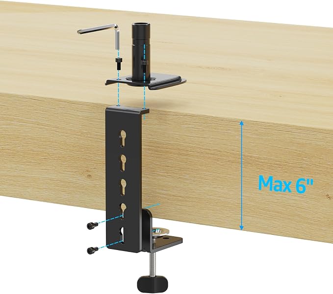 MOUNTUP MU0004 MU0005 Desk C-Clamp Extension for Max 6 inch Thick Desktops, Monitor Mount C-Clamp Base, Black