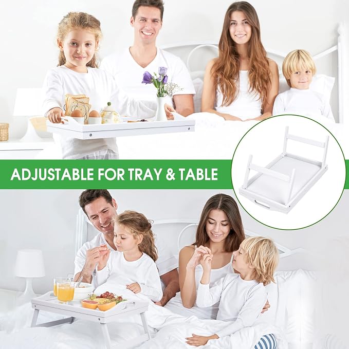 Breakfast Tray Folding Legs with Handles Kids Bed Tray Table for Sofa Eating,Drawing,Platters Bamboo Serving Lap Desk Snack Tray