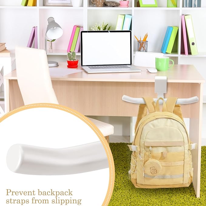 Geelin Bag Hook for Desk Table Heavy-Duty Backpack Hanger Clamp On Purse Holder Adjustable Under Desk Bag Hook for Headphones Handbag Hanger for Classroom Dorm Back to School (White)