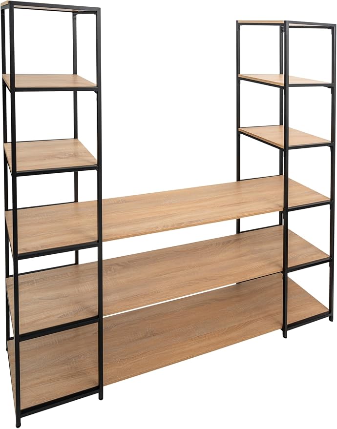 CB Home Square Wide Wide 6-Tier Entertaiment Centre - Modular Shelving System Customizable with 30+ Free Combinations- Contract Grade Quality