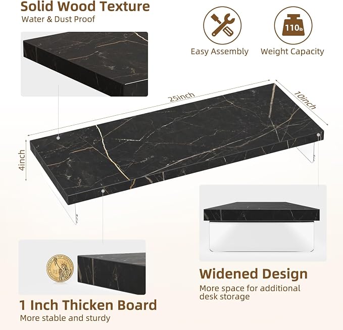 Monitor Stand Riser, Wood & Acrylic Computer Monitor Stand Desk Desktop Organizer Table for Home, Office Workspace, Laptop Riser, Printer, PC & TV Screen Riser