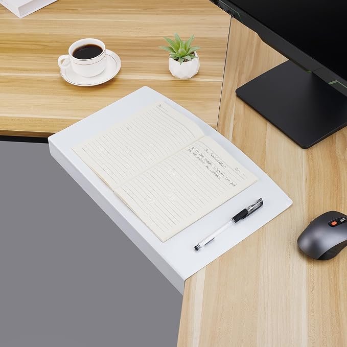 17 inch Corner Desk Connector Platform for Mounting on L-Shaped Desk Extender,Platform Extender Attachment (White)