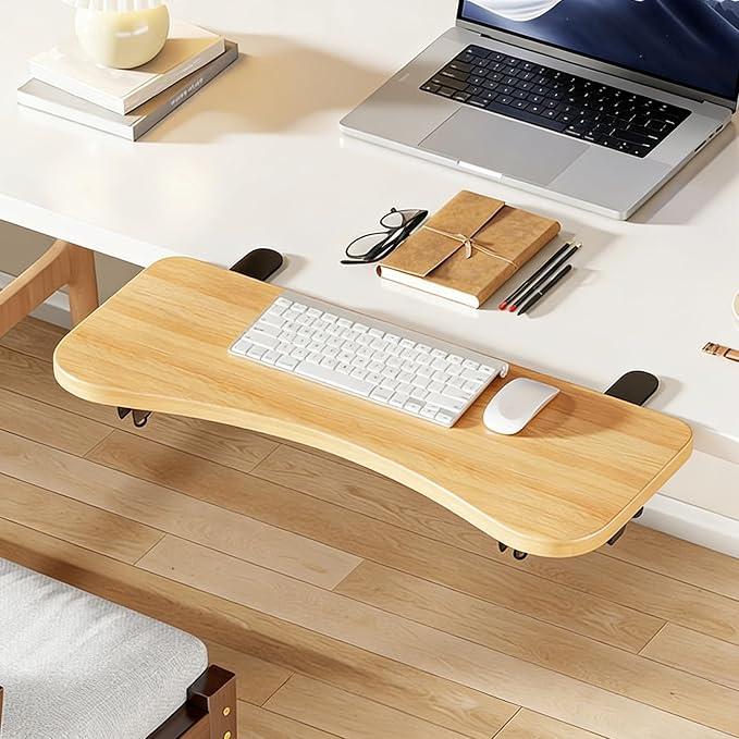 Natural,68 * 24,Ergonomics Desk Extender Tray, Desktop Extender, 30"x9.4" Clamp on Table Mount Arm Wrist Rest Shelf, Small Table Edge Extender Tray, 90° Foldable Computer Arm Rest for Desk