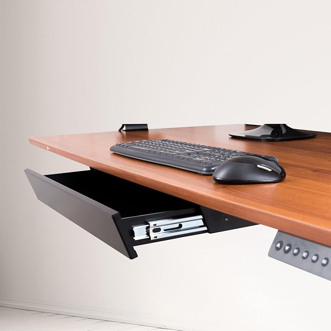 Stand Up Desk Store Add-On Office Sliding Under-Desk Drawer Storage Organizer for Standing Desks | Requires 14" of Front to Back Clearance Beneath Desks and Tables (Black)