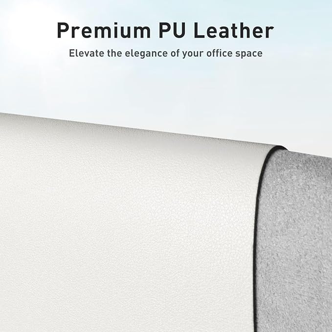 Aothia Faux Leather Desk Mat – Large Mouse Pad, Non-Slip PU Leather Blotter, Waterproof Writing Surface for Office and Home (Off-White, 47.2" x 23.6")
