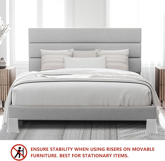 6 Pack White Bed Risers 6 inch Heavy Duty, Oversized Furniture Risers, Bed Lifts Risers for Table, Sofa, Chair, Couch, Desk, Bed Frame Risers Supports Up to 6,500 Lbs