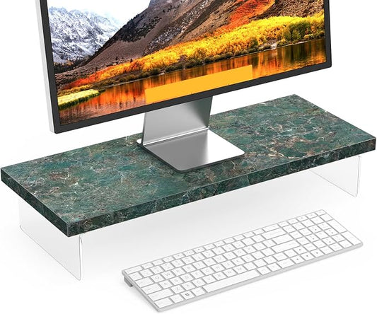 Monitor Stand Riser, Wood & Acrylic Computer Monitor Stand Desk Desktop Organizer Table for Home, Office Workspace, Laptop Riser, Printer, PC & TV Screen Riser