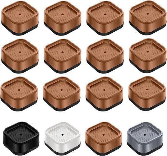 shouwuhho 12 Pack Furniture Risers Adjustable Bed Risers Heavy Duty Lifts Height 1", Square Stackable Bed Risers 1, 2 or 3 Inch for Desk Leg Table Couch Sofa Chair Bed Frame Legs Dorm, Brown