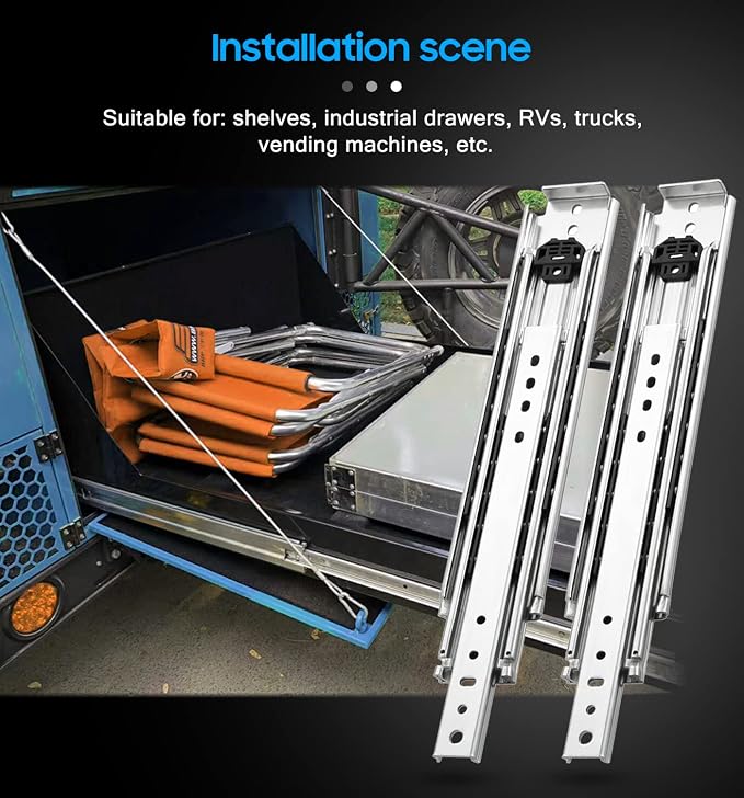 YENUO Heavy Duty Drawer Slides 12 14 16 18 20 22 24 26 28 30 32 34 36 38 40 44 48 52 56 60 Inch Full Extension Side Mount Ball Bearing Long Rails Track Guide Glides Runners Load 450 Lbs 1 Pair