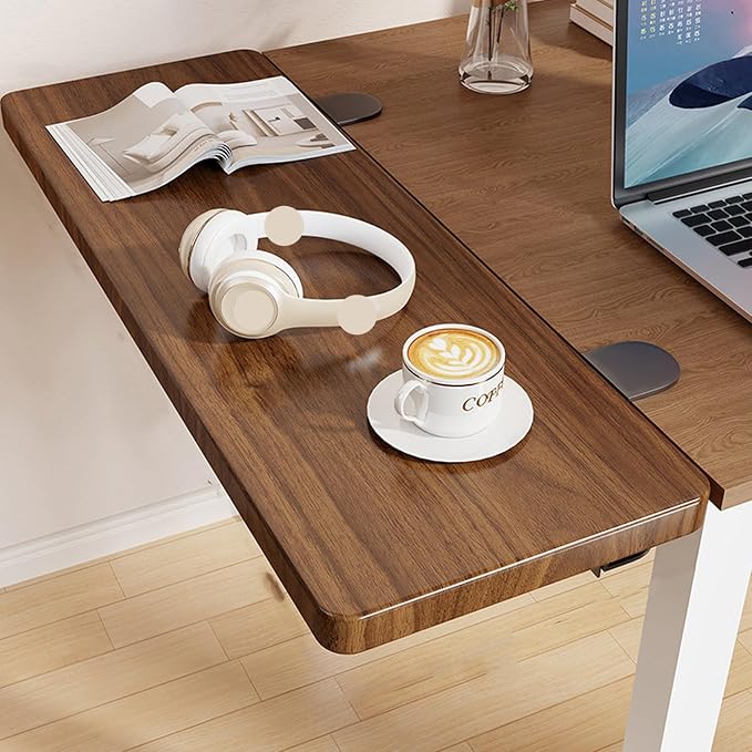 Brown,70 * 20,Desk Extender Tray, 27.5" x 7.8" Clamp On Desk Shelf, Desk Extension with Rounded-Edge, Table Desk Arm Rest, Clamp On Keyboard Tray for Office and Home, Workstation Organizer