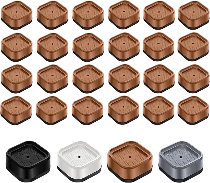 shouwuhho 24 Pack Furniture Risers Adjustable Bed Risers Heavy Duty Lifts Height 1", Square Stackable Bed Risers 1, 2 or 3 Inch for Desk Leg Table Couch Sofa Chair Bed Frame Legs Dorm, Brown