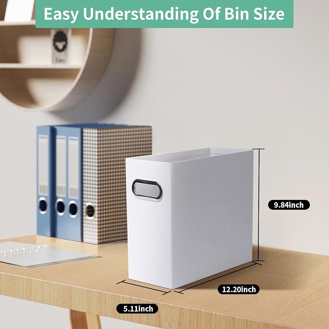 Collapsible File Organizer Box with Handle,12.20x5.11x9.84Inches, Filing Organizer for Home or Office, Small Portable File Box(2 Packs, White)
