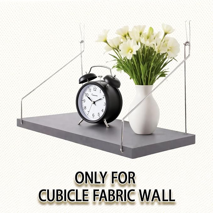 3-Pack Cubicle Shelf For Fabric Walls With Hooks：12x6.0in Gray Wooden Cubicle Shelf Hanging Silver Bracket Use For Office Cubicle Accessories For Office Stylish Cubicle Decorations For Women Desk