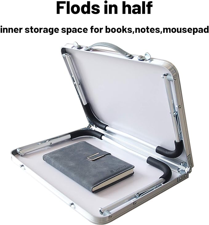 Jucaifu Foldable Laptop Table, Bed Desk, Breakfast Serving Bed Tray, Portable Mini Picnic Table & Ultra Lightweight, Folds in Half with Inner Storage Space (Pink)