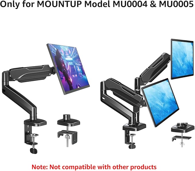 MOUNTUP MU0004 MU0005 Desk C-Clamp Extension for Max 6 inch Thick Desktops, Monitor Mount C-Clamp Base, Black